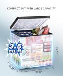 rosmena Deep Freezer 3.5 Cu.Ft, Chest Freezer with Removable Basket, Small Freezer with 6 Levels Adjustable Temperature, Quiet Mini Freezer for Home/Kitchen/Office/Garage/Bar (Black)