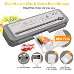 MegaWise Vacuum Sealer Machine - Powerful 80kPa Suction, Built-in Cutter, One-Touch Operation, Includes 10 BPA-Free Bags, Dry & Moist Modes, Keeps Food Fresh 5x Longer