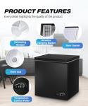 rosmena Deep Freezer 3.5 Cu.Ft, Chest Freezer with Removable Basket, Small Freezer with 6 Levels Adjustable Temperature, Quiet Mini Freezer for Home/Kitchen/Office/Garage/Bar (Black)