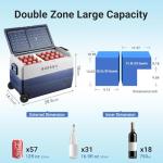 BODEGACOOLER 12 Volt Car Refrigerator,53 Quart Portable Freezer,Dual Zone Car Fridge APP Control,-4℉-68℉ RV Electric Compressor Cooler 12/24V DC 100-240V AC for Outdoor,Camping,Travel,Road Trip