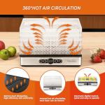 Food Dehydrator Dryer - Dehydrator for Healthy Food, Meat, Jerky, Fruit, Vegetable, Mushroom and Herb, 400W, 158°F, Mini Dryer with 5 BPA-Free Drying Racks and Slide Out Tray, White, Model 904