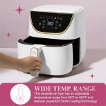 Paris Hilton Air Fryer, Large 6-Quart Capacity, Nonstick Made without PFAS, Touchscreen Display, 8-in-1 (Air Fry, Roast, Broil, Bake, Reheat, Keep Warm, Pizza, Dehydrate), Dishwasher Safe, White