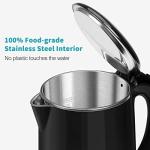 Secura Original Stainless Steel Double Wall Electric Water Kettle 1.8 Quart with Auto Shut-Off & Boil-Dry Protection, Black Onyx SWK-1701DA/HB-3227B