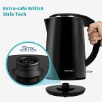 Secura Original Stainless Steel Double Wall Electric Water Kettle 1.8 Quart with Auto Shut-Off & Boil-Dry Protection, Black Onyx SWK-1701DA/HB-3227B