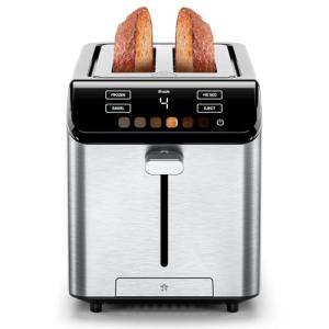 Chefman Smart Touch 2 Slice Digital Toaster, 6 Shade Settings, Touchscreen Controls, Extra-Wide Slots for Thick Breads & Bagels, +10 Seconds, Defrost, Removable Crumb Tray – Stainless Steel