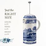 Spode Blue Italian Porcelain French Press with Stainless Steel Plunger - 28 oz Cafetiere for Manual Coffee Brewing, Coffee Cart Accessories, Countertop Cafetiere Station Display - Dishwasher Safe
