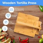 2025 Upgraded Wooden Tortilla Press 10 Inches Rotatable 10" Wood Tortilla Press Maker, with Rolling Pin & 50 Pcs Parchment Paper, for Homemade Tortillera, Roti, Chapati, Taco, Pataconera, Burritos