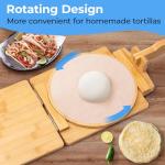 2025 Upgraded Wooden Tortilla Press 10 Inches Rotatable 10" Wood Tortilla Press Maker, with Rolling Pin & 50 Pcs Parchment Paper, for Homemade Tortillera, Roti, Chapati, Taco, Pataconera, Burritos