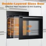 Single Wall Oven 24", Built-in Electric Ovens with 5 Automatic Recipes, 3000W, 240V, 2.5 CF Convection Built-in Oven, Stainless Steel, Touch Control, Timer, Safety Lock