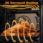 Single Wall Oven 24", Built-in Electric Ovens with 5 Automatic Recipes, 3000W, 240V, 2.5 CF Convection Built-in Oven, Stainless Steel, Touch Control, Timer, Safety Lock