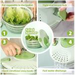Salad Spinner Green Large,4.2L Lettuce Spinner With Lid Lock & Rotary Handle, Lettuce Dryer Spinner Quick Dry, BPA Free,Fruit Washer,Easy for Salads and Faster Food Prep