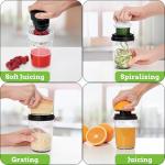 Nourished Essentials 8-in-1 Spiralizer Juicer Grater Set of 9 - Compact Plastic Vegetable Noodle Maker with Stainless Steel Blades - Dishwasher Safe - Spiralizer for Veggie Noodles
