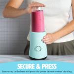 Tasty Personal Blender With Cup, 350W Powerful Blending Motor, 9-Piece Set With 4 Cups & Travel Lid, Compact & Portable, Aqua