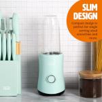 Tasty Personal Blender With Cup, 350W Powerful Blending Motor, 9-Piece Set With 4 Cups & Travel Lid, Compact & Portable, Aqua