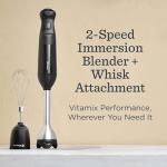 Vitamix 2-Speed Immersion Blender + Whisk Attachment, Professional-Grade Hand Blender with 350-Watt Motor and Stainless-Steel Blade, Black