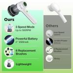 WORKPRO 8V Electric Spin Scrubber, 3-Speed Adjustable Shower Scrubber with 6 Replaceable Brush Heads, IPX6 Waterproof Electric Scrubber for Cleaning Bathroom, Kitchen Sinks, and Windows