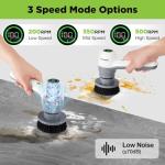 WORKPRO 8V Electric Spin Scrubber, 3-Speed Adjustable Shower Scrubber with 6 Replaceable Brush Heads, IPX6 Waterproof Electric Scrubber for Cleaning Bathroom, Kitchen Sinks, and Windows
