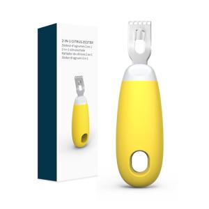 KITCHENDAO Citrus Lemon Peeler Zester Tool to Save Effort, Ultra Sharp Lemon Rind Twist Peeler Tool Bar Bartender Lime Stripper for Cocktails Kitchen, Yellow