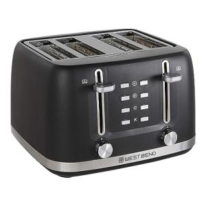 West Bend Toaster 2-Slice Extra-Wide and Deep Slots with 3 Functions and 7 Shade Settings Manual Toast Lift Lever Auto Shut-Off and Removable Crumb Tray, 1500-Watts, Black