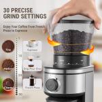 AYCHIRO Coffee Grinder, Electric Conical Burr Grinder with 30 Grind Settings for 2-12 Cups, Adjustable Burr Mill for Home Use