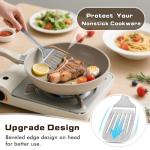 4 Pcs Cooking Utensils Set, Stainless Steel Kitchen Utensils, Heat Resistant Metal Kitchen Tools Include Solid & Slotted Turner Wok Spatula, Serving Spoon, Ergonomic Handle, Easy to Clean, Silver
