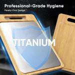 Titanium Cutting Board, Double Sided Titanium/Bamboo wood Large Chopping Boards with Juice Groove Cutting Pads for Meat, Vegetables and Fruits