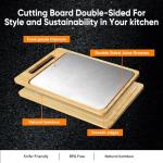 Titanium Cutting Board, Double Sided Titanium/Bamboo wood Large Chopping Boards with Juice Groove Cutting Pads for Meat, Vegetables and Fruits