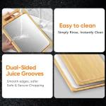 Titanium Cutting Board, Double Sided Titanium/Bamboo wood Large Chopping Boards with Juice Groove Cutting Pads for Meat, Vegetables and Fruits