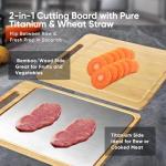 Titanium Cutting Board, Double Sided Titanium/Bamboo wood Large Chopping Boards with Juice Groove Cutting Pads for Meat, Vegetables and Fruits