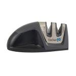 KitchenIQ 50825 | Diamond Deluxe Edge Grip 2-Stage Knife Sharpener | Black | Coarse & Fine Sharpeners | Compact for Easy Storage | Non-Slip Base | Soft Grip Rubber Handle | Straight & Serrated Knives
