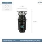 Moen Prep Series Disposer 1/2 Horsepower Continuous Feed Garbage Disposal featuring Fast Track Technology, Power Cord Included, GT50C