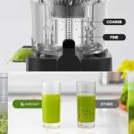 AMZCHEF Cold Press Juicer, Juicer Machines - 4.6" Large Feed Chute for Whole Fruits & Vegetables, Stainless Steel Slow Masticating Juicer Easy to Clean, Large Auger, Double Strainers, Silver