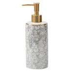 GYDMEG Ceramic Refillable Hand Liquid Lotion Soap Dispenser Pump Bottle for Kitchen Bathroom Countertop Holds Dish Soap Shampoo Shower Gel Hand Sanitizer, Essential Oils (Grey)