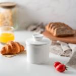 Husfunov Butter Crock With Water Line for Countertop, French Dish With Lid, Ceramic Keeper for Fresh Spreadable Butter, Container Holder for Kitchen and Home Decor, White