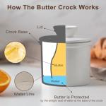 Husfunov Butter Crock With Water Line for Countertop, French Dish With Lid, Ceramic Keeper for Fresh Spreadable Butter, Container Holder for Kitchen and Home Decor, White
