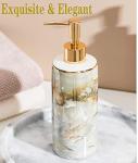 GYDMEG Ceramic Refillable Hand Liquid Lotion Soap Dispenser Pump Bottle for Kitchen Bathroom Countertop Holds Dish Soap Shampoo Shower Gel Hand Sanitizer, Essential Oils (Grey)