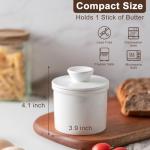 Husfunov Butter Crock With Water Line for Countertop, French Dish With Lid, Ceramic Keeper for Fresh Spreadable Butter, Container Holder for Kitchen and Home Decor, White
