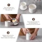 Husfunov Butter Crock With Water Line for Countertop, French Dish With Lid, Ceramic Keeper for Fresh Spreadable Butter, Container Holder for Kitchen and Home Decor, White