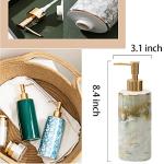 GYDMEG Ceramic Refillable Hand Liquid Lotion Soap Dispenser Pump Bottle for Kitchen Bathroom Countertop Holds Dish Soap Shampoo Shower Gel Hand Sanitizer, Essential Oils (Grey)