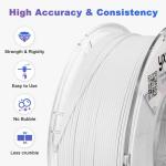 YXPOLYER PLA Filament Food Grade 1.75mm 1kg for 3D Printing, White 3D Printer Filament with Transparent AMS-Compatible Filament Spool