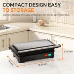 Panini Press Grill, 1000W Sandwich Maker with Non-Stick Coated Plates, Opens 180 Degrees for Any Size of Food, 3-in-1 Sandwich Press Electric Grill, Stainless Steel Surface and Removable Drip Tray