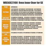 WB56X22160 WB55T10154 Range Oven Inner Door Glass Compatible with GE Range/Electric Oven/Wall Oven, Double-Layer Glass, Replacement Part Number: WB56T10152, WB55T10191, WB56X26391, 3379163
