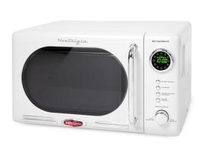 Nostalgia Retro Compact Countertop Microwave Oven - 0.7 Cu. Ft. - 700-Watts with LED Digital Display - Child Lock - Easy Clean Interior - White
