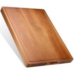 Wood Cutting Board, Large Cutting Boards for Kitchen, Thick Chopping Board with Deep Juice Groove and Handles, Wooden Charcuterie Board for Meat, Turkey, fruit and cheese. (17x12x1 inch)