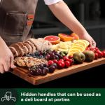 Wood Cutting Board, Large Cutting Boards for Kitchen, Thick Chopping Board with Deep Juice Groove and Handles, Wooden Charcuterie Board for Meat, Turkey, fruit and cheese. (17x12x1 inch)