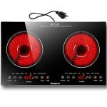 Karienvir 2 Burner Electric Cooktop 110v, 24 Inch Electric Stove Countertop & Built-in, Plug-in Electrics Cooktop, 8 Power Levels & 8 Functions, Touch Control, Safety Lock, Timer, 2000W, Karienvir