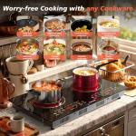 Karienvir 2 Burner Electric Cooktop 110v, 24 Inch Electric Stove Countertop & Built-in, Plug-in Electrics Cooktop, 8 Power Levels & 8 Functions, Touch Control, Safety Lock, Timer, 2000W, Karienvir
