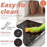 Karienvir 2 Burner Electric Cooktop 110v, 24 Inch Electric Stove Countertop & Built-in, Plug-in Electrics Cooktop, 8 Power Levels & 8 Functions, Touch Control, Safety Lock, Timer, 2000W, Karienvir