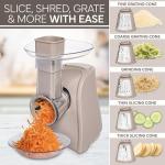 COOK WITH COLOR 5-in-1 Electric Slicer, 150W Food Prep Machine – Parmesan Shredder, Fine & Coarse Graters, Potato Grater, Vegetable Slicer, Compact Design for Bowl Prep, Warm Grey