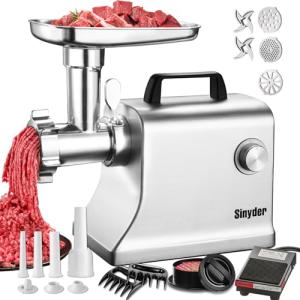 Electric Meat Grinder,3500 Max #10 Sausage Stuffer Maker With 2 Blades, 3 Stainless Steel Grinding Plates, Foot Pedal,Claws Burger Maker Press,3 Sausage Tube & Kubbe Kit,Die-Cast Aluminum,
